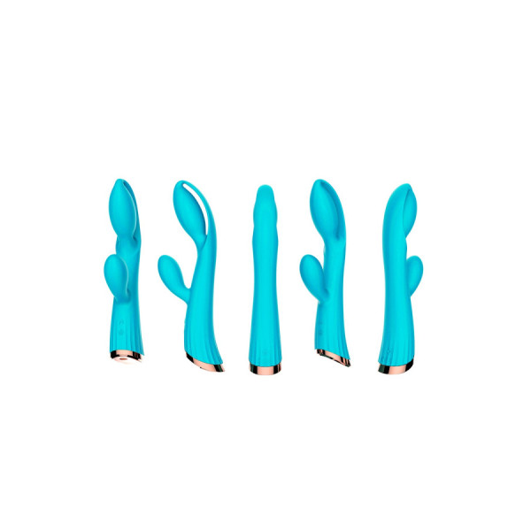 Vibromasseur bleu avec stimulateur de clitoris LRIS USB 
